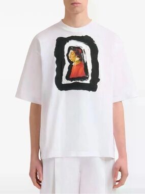 Marni White Short-Sleeve Dante-Print T-Shirt